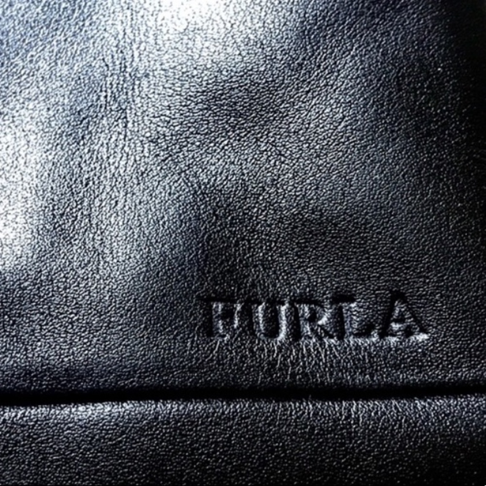 Furla Black Leather Double Strap Shoulder Bag